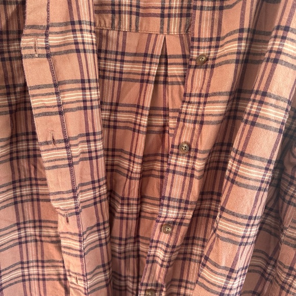 Uniqlo Tan Blush Pink Flannel Checked Button Down - Picture 3 of 4